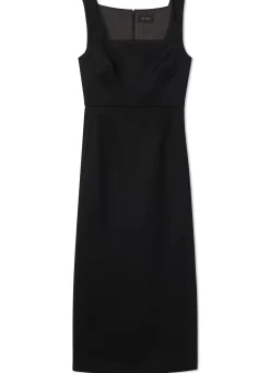 Sale St. John Stretch Square Neck Dress Black