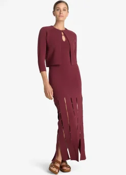 St. John Stretch Viscose Knit Bolero Jacket Cranberry