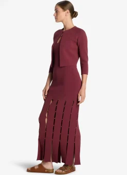 St. John Stretch Viscose Knit Bolero Jacket Cranberry