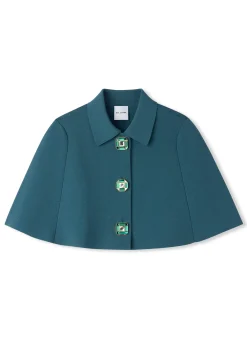 Discount St. John Stretch Viscose Knit Cape Prussian Blue