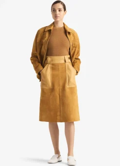 New St. John Suede Collared Jacket Caramel