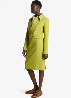 Best St. John Tailored Wool Blend Skirt Chartreuse