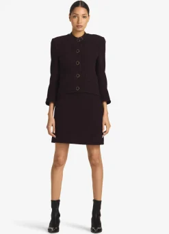 Discount St. John Terry Tweed and Leather Jacket Aubergine