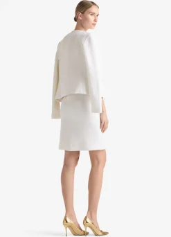 Clearance St. John Textured Boucle Knit Jacket Optic White