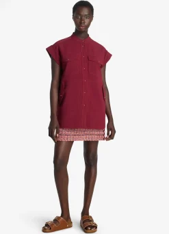 Sale St. John Textured Slub Tweed Skirt Cranberry/Ecru/Brick Multi