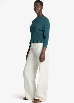 Online St. John Textured Stitch Knit Sweater Prussian Blue