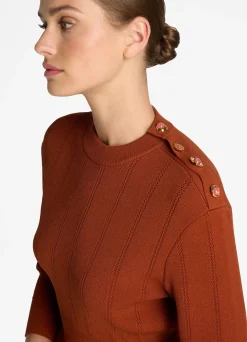 Sale St. John Textured Stitch Knit Sweater Brick