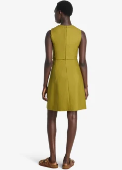 Sale St. John Textured Wool Shift Dress Moss