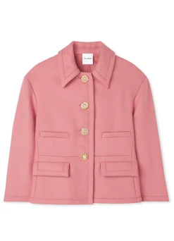 Sale St. John Textured Wool Short Jacket Rouge