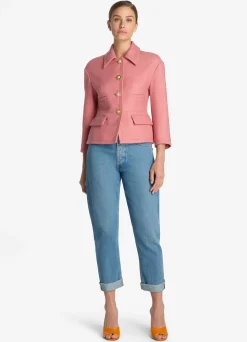 Sale St. John Textured Wool Short Jacket Rouge