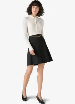 New St. John Twill Skirt with Chain Black