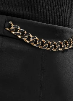 New St. John Twill Skirt with Chain Black