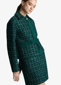 Online St. John Twill Tweed Mixed Media Jacket Spruce Multi